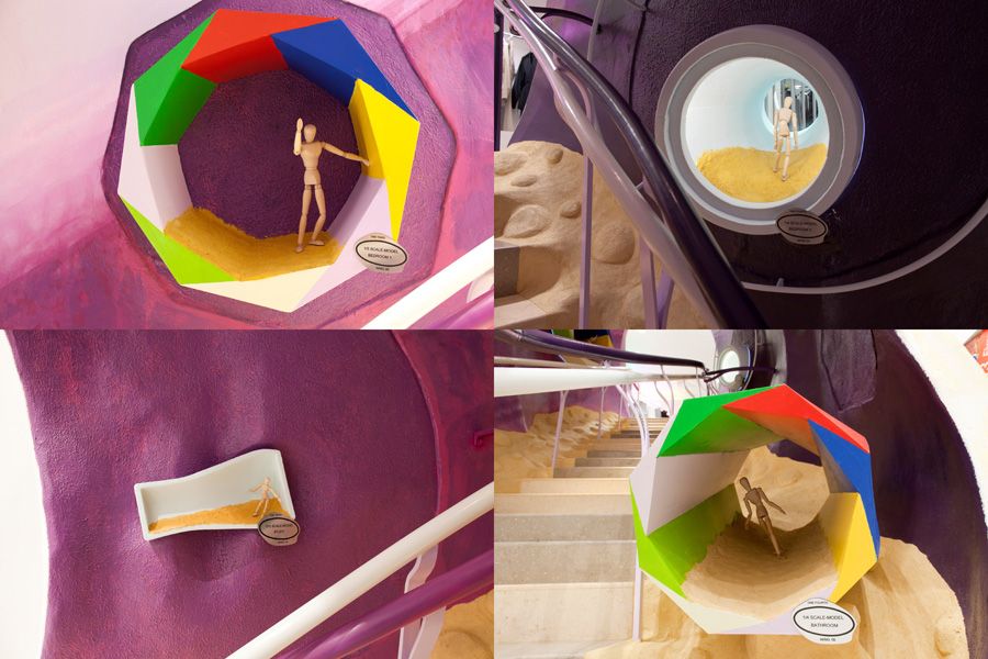 Biotopological Scale-Juggling Escalator, Dover Street Market New York, collage of four 'wings'