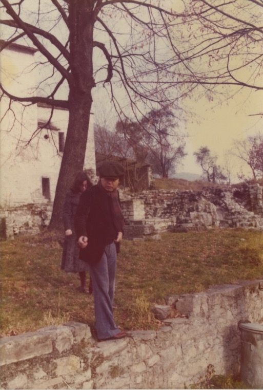 Madeline and Arakawa walking outside